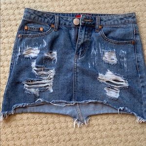 Affine distressed denim skirt, S